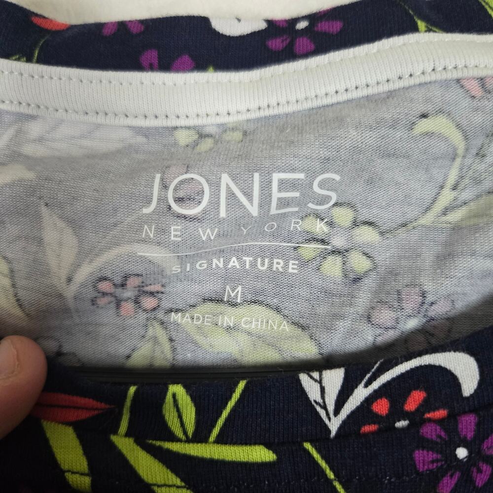 Jones New York Floral Sleeveless Top Womens Size Medium Button detail 0669 - Picture 3 of 8